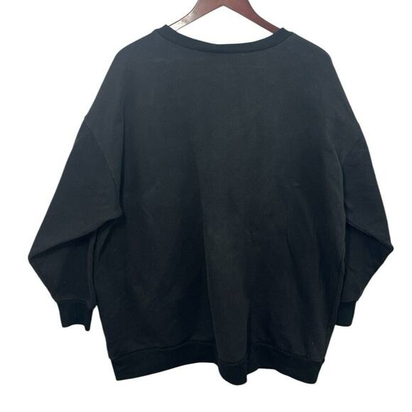 Vtg Snowflake Sweatshirt Black XL Christmas White Snowflakes Novelty Ugly Work - Picture 3 of 8